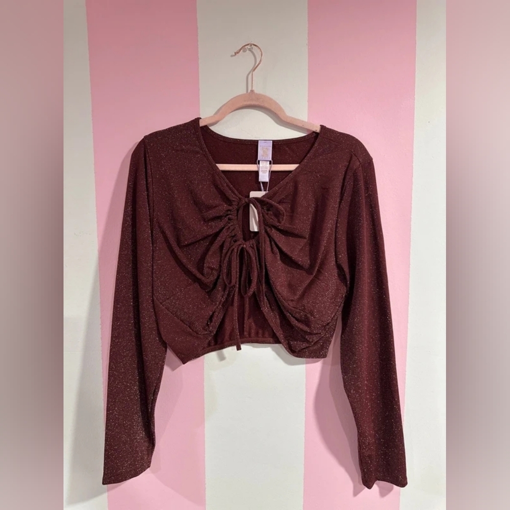 Elegant Brown Long Sleeve Top
